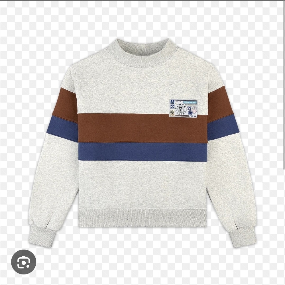 Women's Crewneck Sweater in Gray, Brown, and Blue